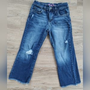 Girls Wide Straight Leg Distressed Jeans